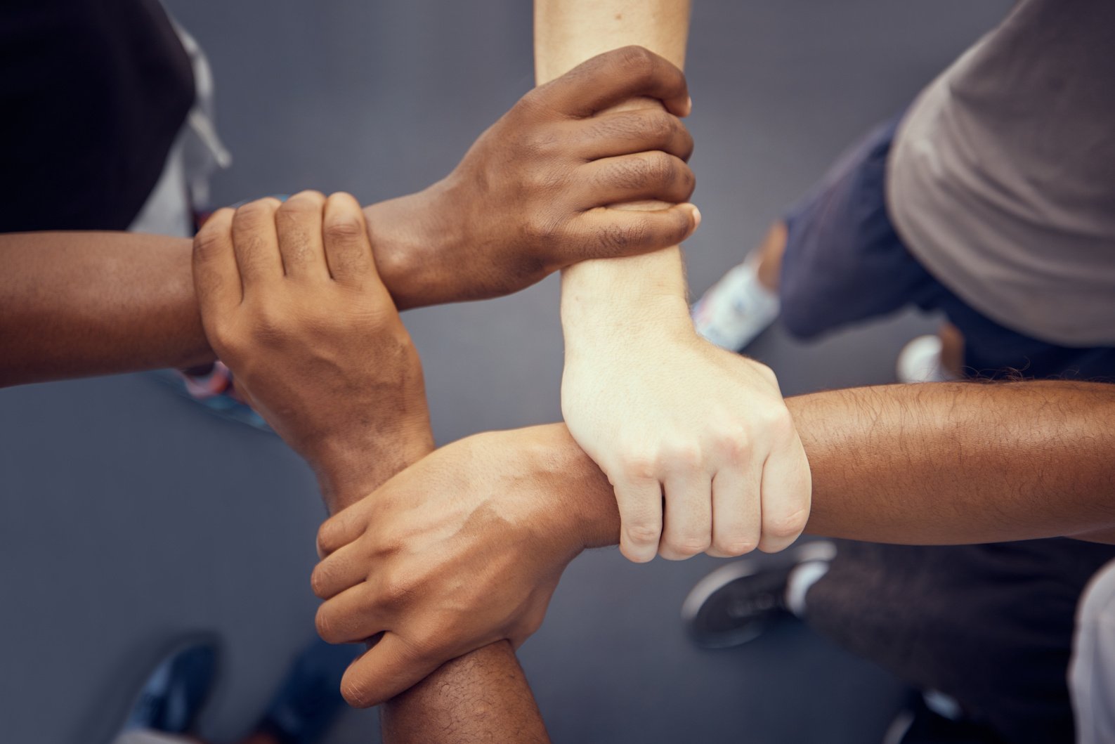 Hands, Teamwork Solidarity and Fitness Motivation for Athlete Winning, Joining and Strong Collaboration for Support, Target and Goal above. Diversity, Trust and Group Connect, Celebrate and Community